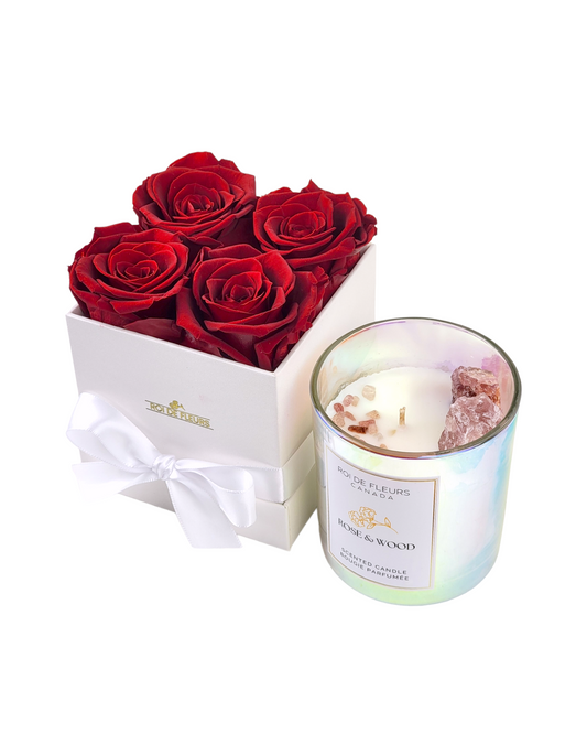 Red Roses & Crystal Candle Set