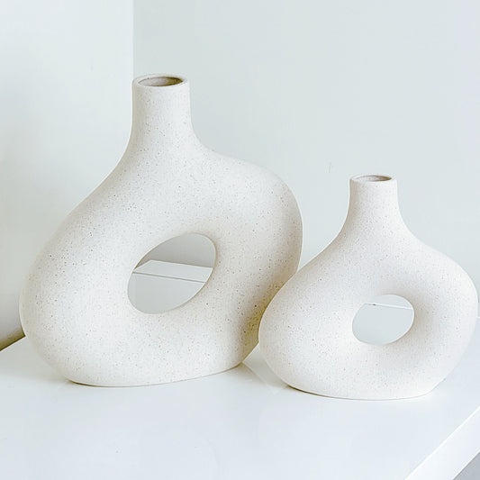 Oblong Donut Ceramic Vase