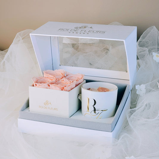 Preserved Roses & Crystal Candle in a Gift Box